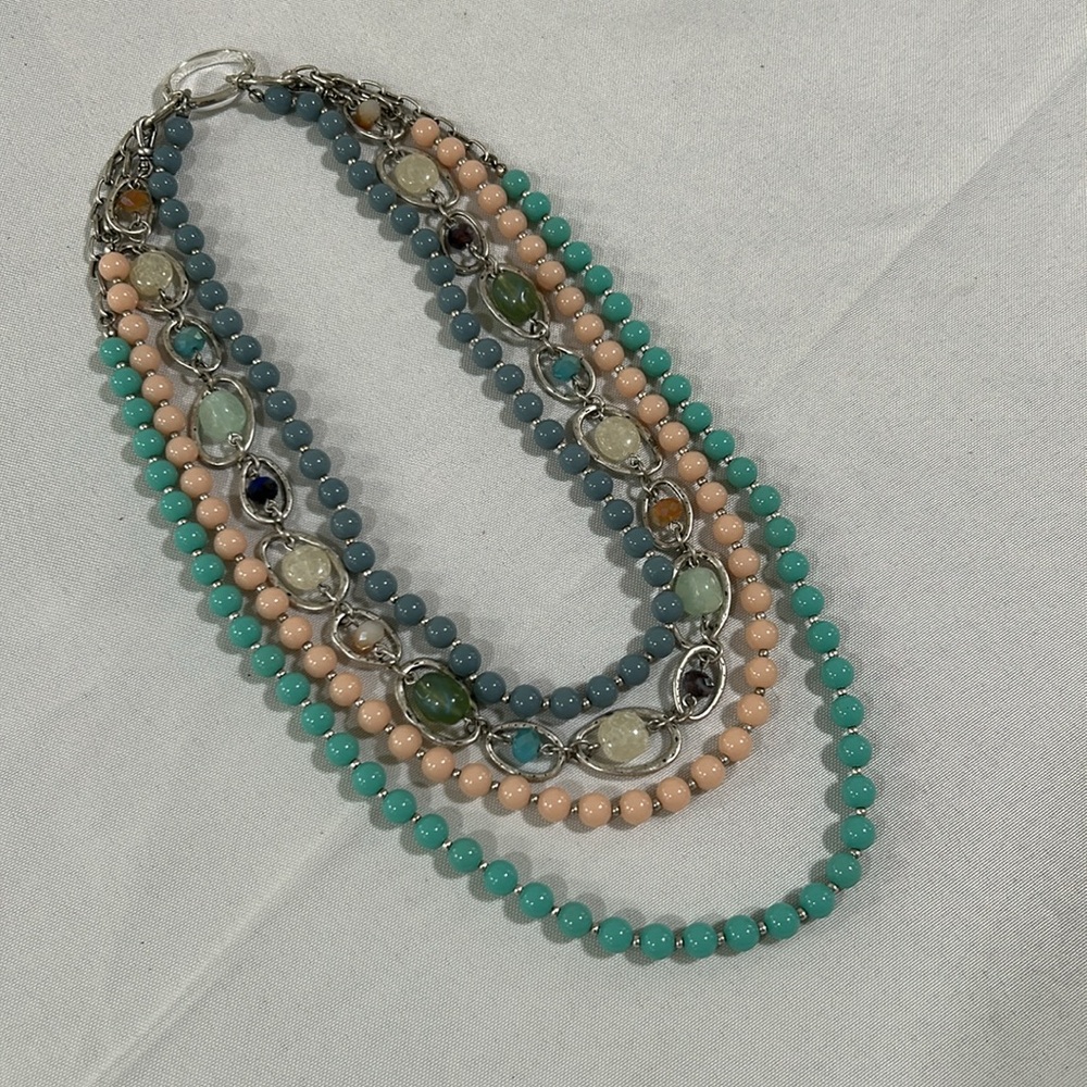 Premier Designs Waterfall Sugar Rush Necklace Boho Antique SilverTone Multilayer - Picture 3 of 5